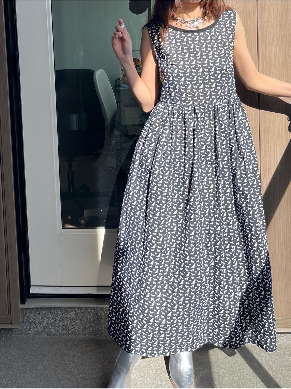 Puppy Parade | Handmade Cotton Dog Print Maxi Dress | SKU 09271